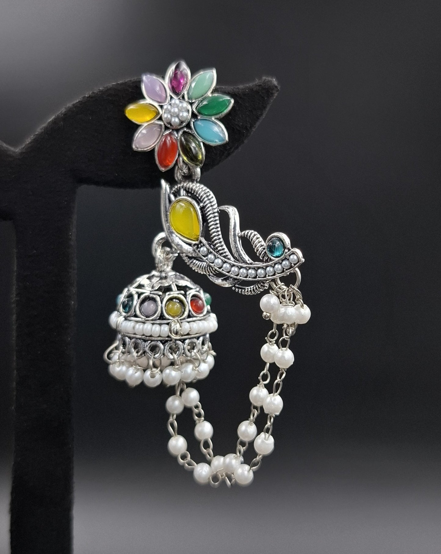 Peacock Jhumkis Earrings - Multicolour