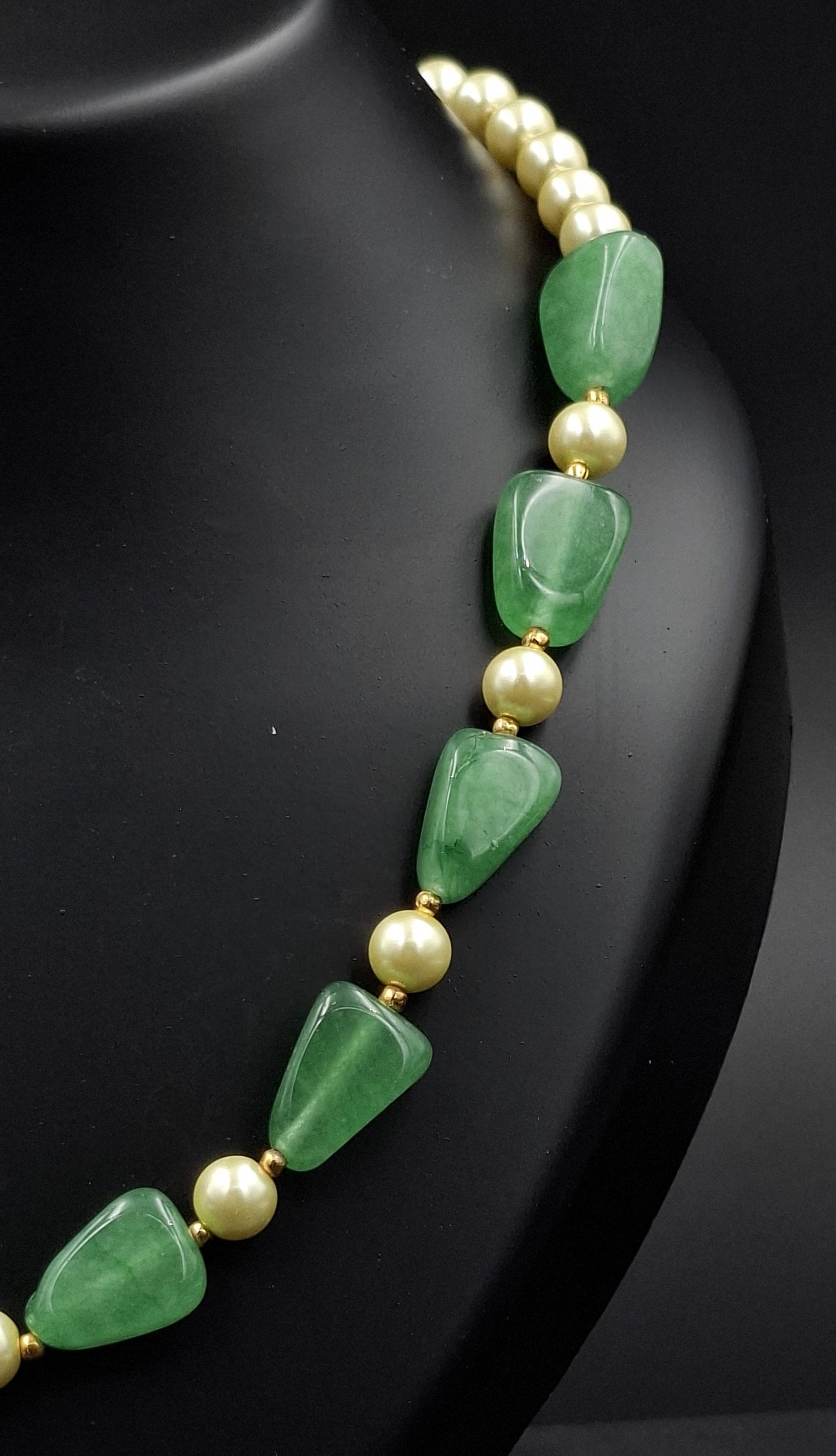 Gold Beads & Light Green Bead Necklace – Grace in Every Strand