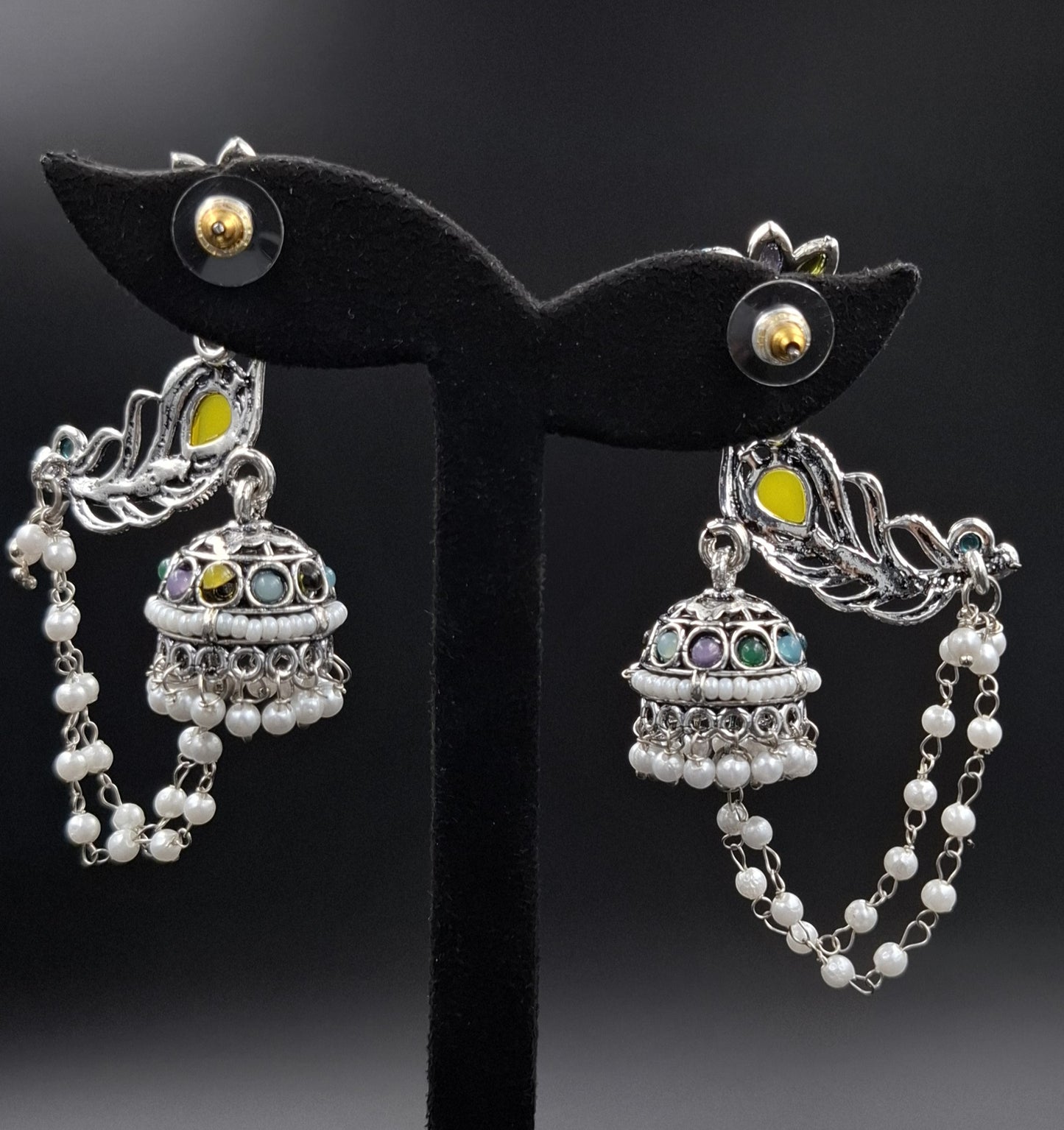 Peacock Jhumkis Earrings - Multicolour