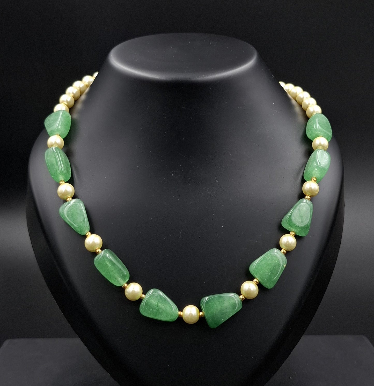 Gold Beads & Light Green Bead Necklace – Grace in Every Strand