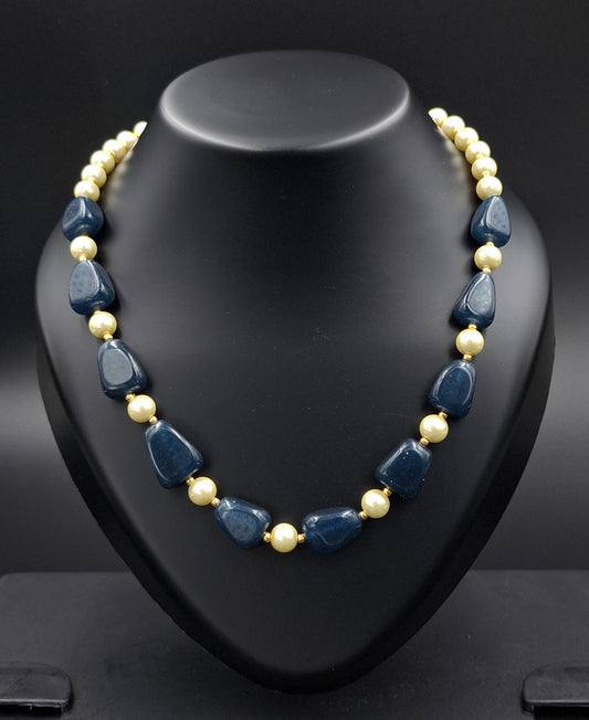 Dark Blue Artificial Pearls Necklace – Bold, Regal, Unforgettable