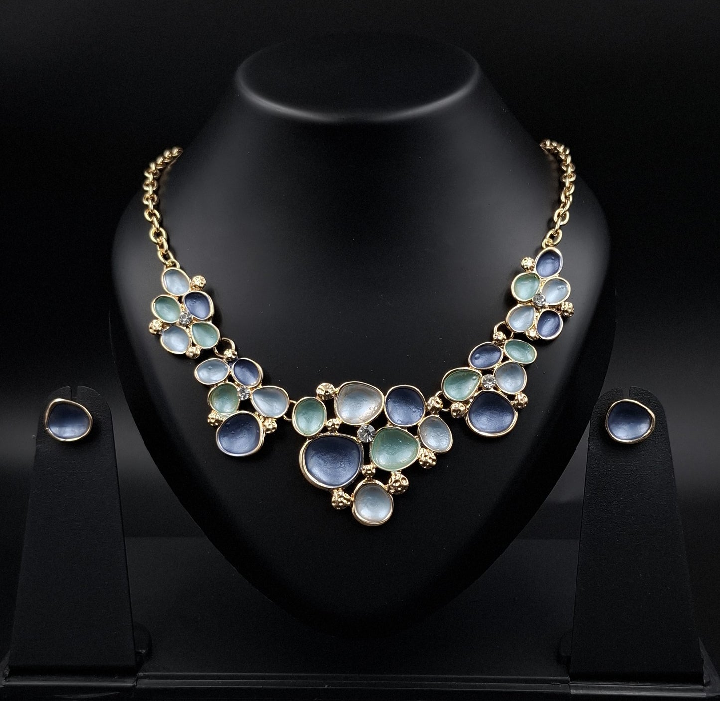 Ocean Drop Crystal Cluster Necklace Set