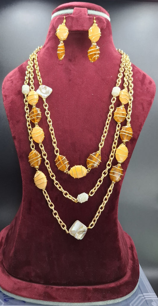 Golden Amber Layered Necklace