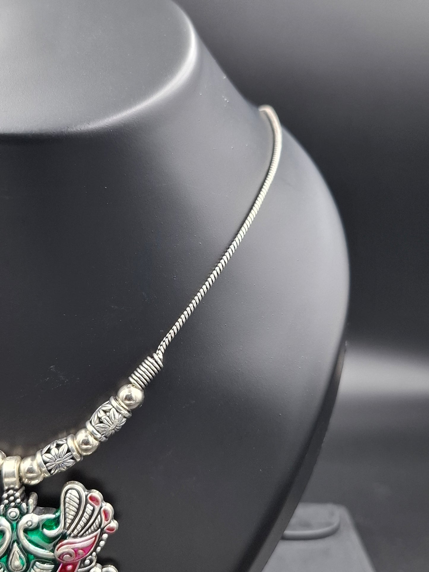 "Peacock Ghungroo Melody" – Ethnic Oxidised Necklace