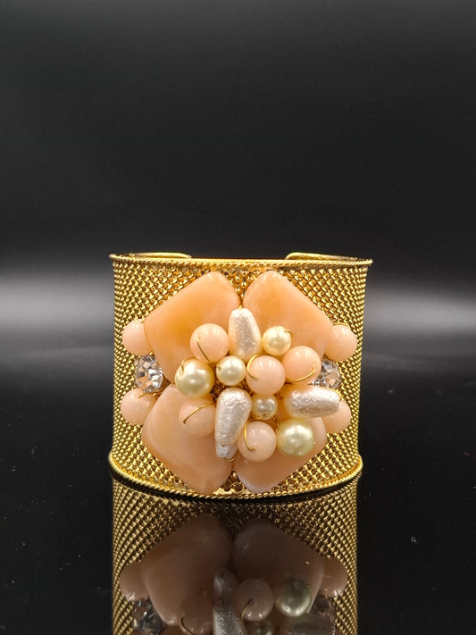 "Petal Poise" – One-of-a-Kind Floral Dream Cuff in Brass