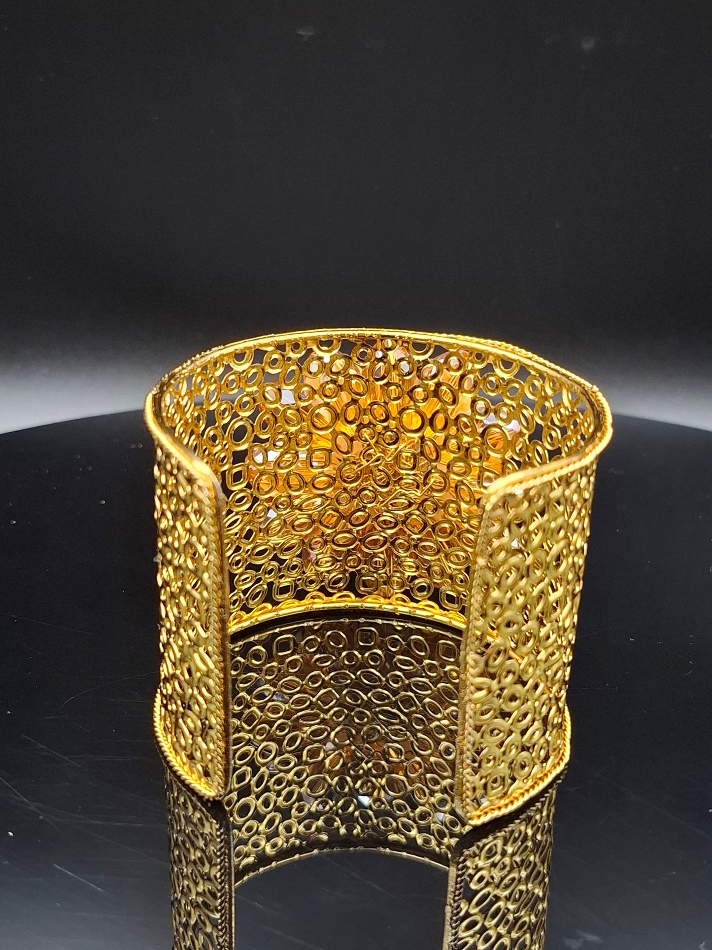 "Molten Bloom" – Handcrafted Amber Crystal Statement Cuff