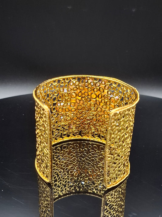 "Molten Bloom" – Handcrafted Amber Crystal Statement Cuff